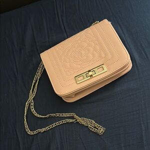 Elegant Tan Quilted Chain Bag